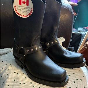 Black Leather Moto Boots by Canada's Boot Maker